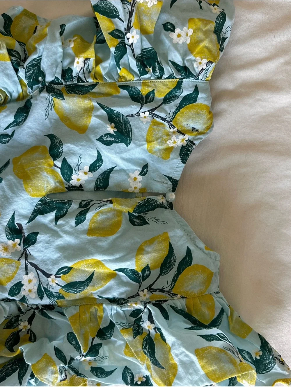 French Connection Light Blue Lemon Ruffle Tier Dress